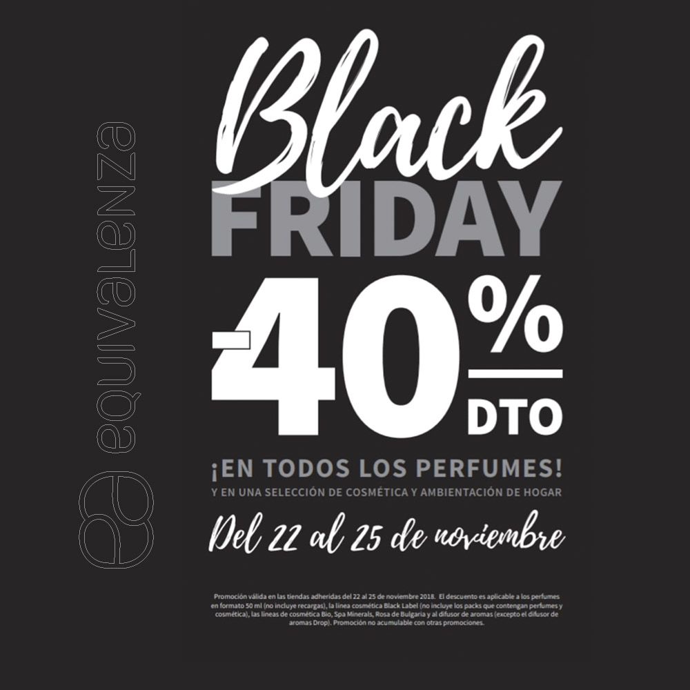 dorado España enchufe Equivalenza inaugura Black Friday en el Deleite con un 40% de descuento en  todos sus perfumes - C.C. El Deleite